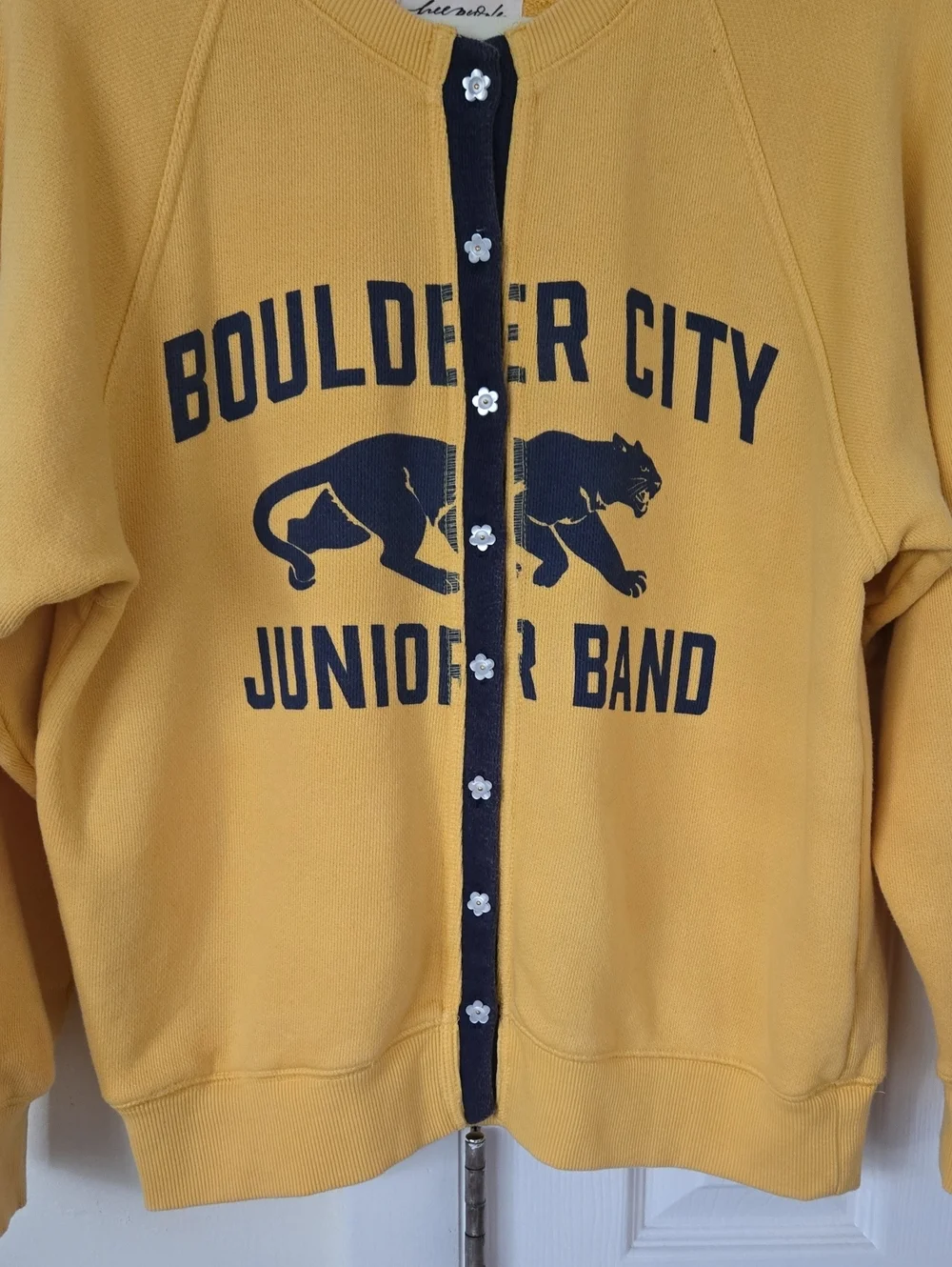 Free People Boulder City Junior Band Sweatshirt Cardigan Flower Buttons Medium